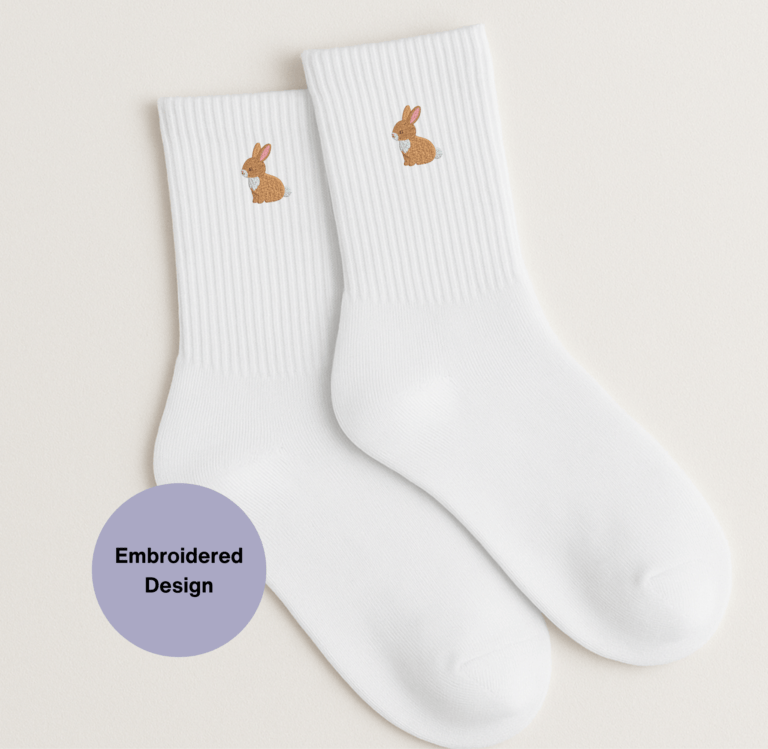 Rabbit embroidered crew socks