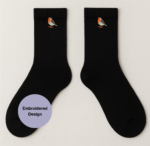 Robin Embroidered unisex Crew socks