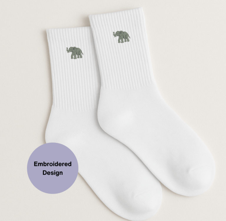 Elephant embroidered Crew Socks
