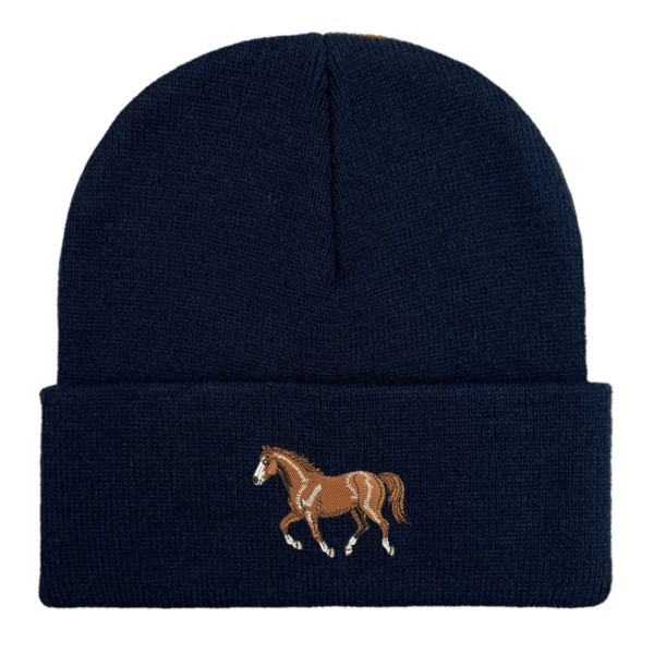horse embroidered beanie hat