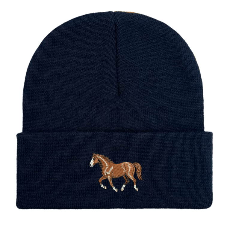 horse embroidered beanie hat
