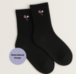 Badminton embroidered crew socks, unisex