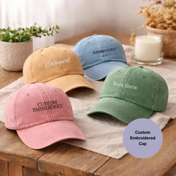 Add your text embroidered vintage cap